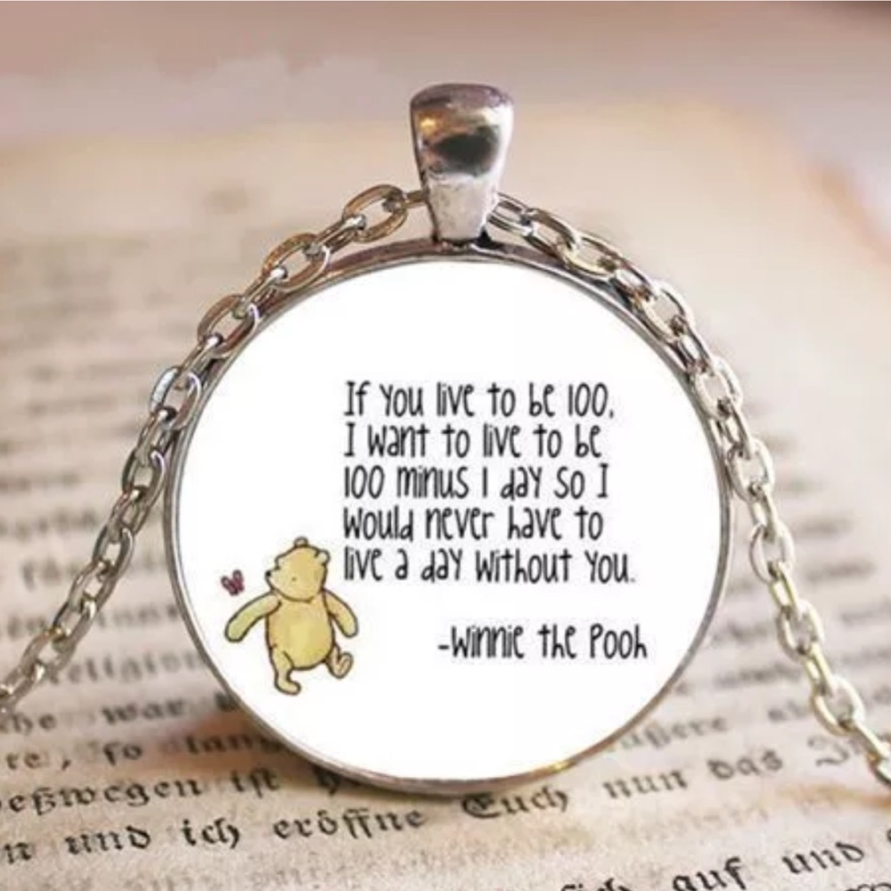 Winnie the Pooh Glass and Tibetan Silver Necklace
